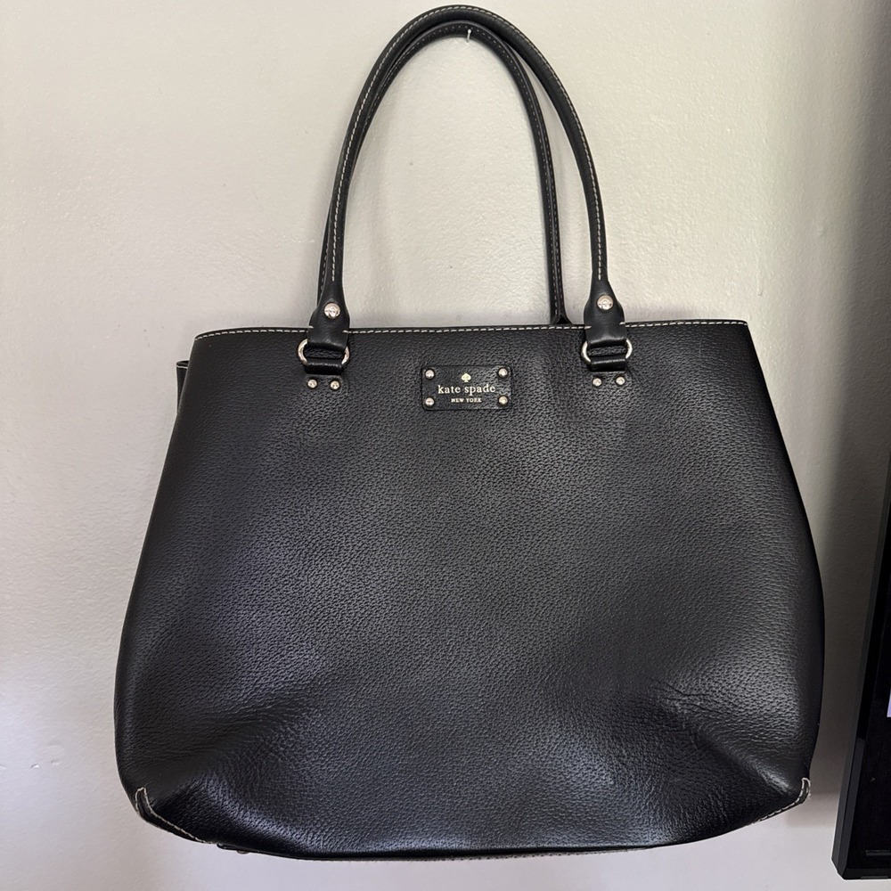 KATE SPADE‎ Wellesley Quinn Black Leather Tote Purse Satchel Large